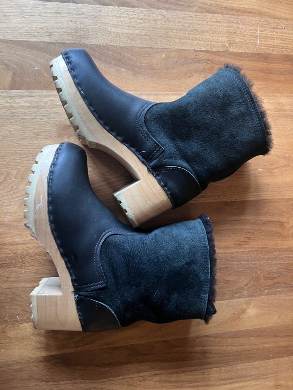 Sven Black Heeled Winter Boots with Shearling Cuff